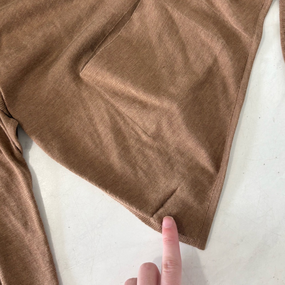 Yves Saint Laurent Size Medium Brown Silk Blend Puff Shoulder Cardigan Pockets - Picture 7 of 8